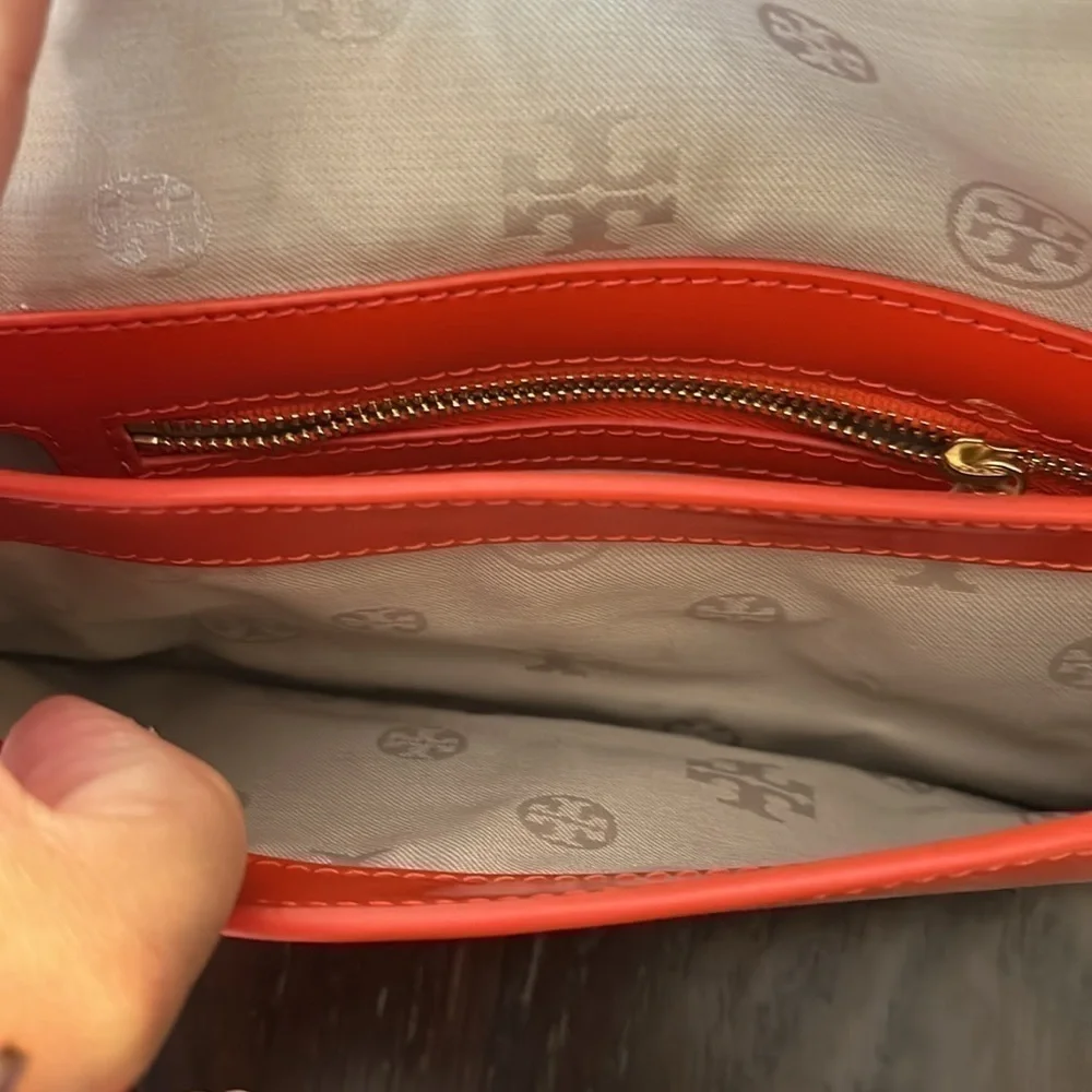 Tory Burch Orange Patent Leather Adalyn Crossbody Bag